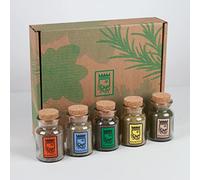Caja de sal de hierbas de KräuterGott - Original y hecho a mano con 50% de hierbas - 5 sales de hierbas en elegantes vasos de corcho.