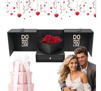 Caja de San Valentín,Caja del Día de San Valentín - Caja de festival con cinta de raso - Caja de San Valentín con cinta de raso y cajón para bodas, cumpleaños