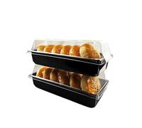 Caja de sándwich reutilizable con tapas transparentes, contenedor de plástico para sándwich, contenedor de sushi, contenedor de rollo suizo, para pasteles, galletas, pasteles, ensalada, 19x8.3x5.8 cm