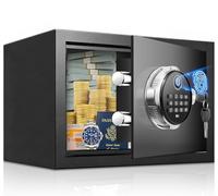 Caja de seguridad biométrica de 0.5 pies cúbicos con bolsa impermeable ignífuga, alertas dobles antirrobo, modo de silencio, seguridad digital para negocios
