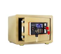 Caja De Seguridad De Acero De Alta Seguridad, Caja Fuerte Para Guardar Dinero, Joyas, Efectivo, Armas, Para El Hogar Y La Oficina. Caja De Seguridad Digital. Incluye 2 Llaves De Emergencia (Dorada).