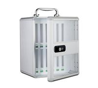 Caja de seguridad digital para teléfono con llave y código, caja fuerte para oficina, gimnasio, aula, mini caja de seguridad para el hogar, 21 x 20 x 27 cm, portátil y compacta