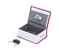 Caja de Seguridad para Libros de Simulación, Mini Caja Fuerte para Libros con Cerradura de Llave, Caja de Seguridad Portátil con Llaves Dobles para Dinero, Joyas, 4.5x3.1x1.8in(Rojo)