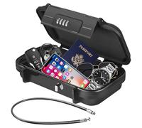 Caja de seguridad portátil con código numérico, 4 dígitos, caja de seguridad para exteriores, con cuerda de alambre extraíble, caja fuerte para llaves, para viajes, playa, camping, oficina