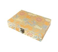 Caja de sellos de brocado chino ajustable, estuche de almacenamiento con patrón Kirin y divisores móviles for sellos, almohadillas de tinta y objetos de colección. Embalaje para regalo(No. 19)
