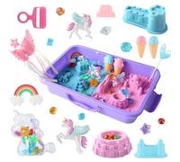 Caja de sensores de caballo arco iris, juego de arena mágica para niñas, juguetes de unicornio para niños, formas de cerradura, actividades para niños pequeños y relleno sensorial para niños a