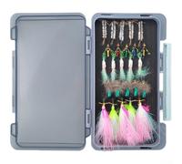 Caja de señuelos de pesca con mosca surtida, moscas secas mojadas de ninfa con ganchos de acero al carbono fuertes para trucha Bass(TZ00525)