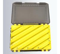 Caja de señuelos de pesca de doble cara, cajas de ganchos de cebo de plástico, puntas de aparejos de terminal, caja organizadora transparente con agujero de drenaje en forma de Y (amarillo)