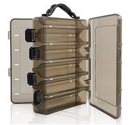 Caja de Señuelos de Pesca, Doble cara Caja de Anzuelos de Cebo de Plástico Visible Caja de Almacenamiento, Transparente Pesca Señuelo Cebo Contenedor Fishing Tackle Box, 20x17x4,7 cm