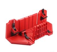 Caja de sierra ingletadora con abrazadera para carpintería, ángulos de corte ajustables 0 22.5 45 90 grados, caja de inglete ABS de alta resistencia para cortes rectos y biselados precisos, rojo