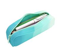 Caja de silicona - bolsa de lápiz rectangular degradado, organizador de papelería de gran capacidad con cremallera para estudiantes, niños, niñas, regalos de Pascua de comp, A: Gradient Cyan Blue