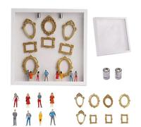 Caja de Silueta de Museo DIY Mini Caja de Silueta Museo DIY, Kit exhibición Memoria Creativa con figuritas, Marcos Dorados for Boda(White with Lights)