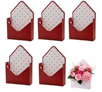 Caja De Sobres Para El DíA De San ValentíN, Caja De Regalos De Flores Rojas Con DiseñO De Cartas De Amor, Papel Para Envolver Flores, Regalos Para Bodas Y San ValentíN (5 piezas-A)