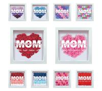 Caja de sombra de flores personalizada con nombre personalizado en forma de corazón, caja de madera con marco de memoria, vitrina para regalo para el día de la madre, cumpleaños, mamá (estilo 3)