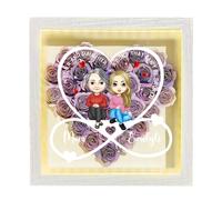 Caja de sombra personalizada para madre e hija con luz LED personalizada para madre e hija, un vínculo que no se puede romper, caja de sombra de flores con nombre, marco de recuerdo familiar para mamá