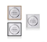 Caja de sombra temática de aventura para organizar recuerdos de viaje con parte delantera acrílica y estructura de marco para una presentación duradera (marrón, negro y blanco)