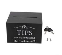 Caja de sugerencias acrílica con cerradura, caja de donación de montaje en pared o escritorio, caja de punta transparente de 6 x 4 x 5 pulgadas para oficinas, eventos y decoración del hogar (negro con