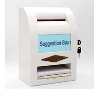 Caja de sugerencias de urnas con cerradura para montar en la pared, contenedor de almacenamiento de dinero para votación, organización benéfica, concurso, sugerencias (blanco)