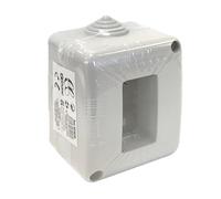 Caja de superficie 1 módulo, compatible con instalaciones eléctricas, ideal para puntos de luz y distribución de corriente.