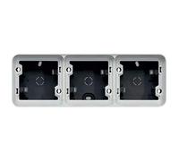 Caja de superficie, 3 elementos, horizontal, gris