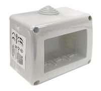 Caja de superficie 3 módulos, material duradero, fácil instalación, ideal para distribución eléctrica en viviendas y oficinas.
