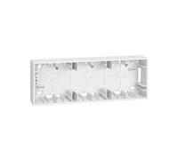 Caja de superficie blanca para 3 elementos, compatible con sistemas eléctricos, ideal para instalaciones y reparaciones en hogares y oficinas.