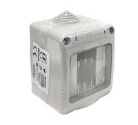 Caja de superficie con tapa, 1 módulo, ideal para conexiones eléctricas y distribución de energía en espacios reducidos.