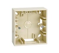 Caja de superficie para 1 elemento, color marfil, ideal para instalaciones eléctricas y distribución de corriente en hogares y oficinas.