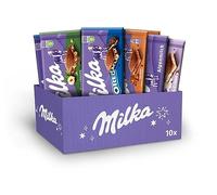 Caja de tabletas Milka, Surtido de 5 sabores, Oreo, con Leche , Caramelo, Avellana troceada, Cremoso con leche, 10 tabletas x 100 g