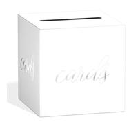 Caja de tarjetas blanca y plateada con diseño de lámina dorada, adecuada para fiestas, tarjetas de regalo para fiestas de cumpleaños, recepciones de boda, despedidas de soltera y baby showers,
