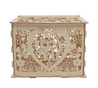 Caja de tarjetas de boda, caja de dinero de regalo, diseño hueco único, cajas de sobres con cerradura y ranura, caja de madera hueca de bricolaje para recepción de bodas, aniversario(#1-30cm)