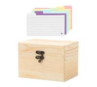 Caja de tarjetas de índice - Organizador de madera de 5.91 pulgadas | Almacenamiento dividido de 4.13 pulgadas - Soporte resistente reutilizable para tarjetas de notas, tarjetas, recetas, fotos, notas