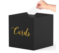 Caja de tarjetas negra con diseño de lámina dorada, caja de regalo con 10 tarjetas en blanco para cumpleaños, fiestas, bodas, graduaciones, cumpleaños, baby showers, jubilaciones, casas abiertas