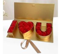 Caja de "Te amo", caja de "Te amo" for flores, caja de regalo rellenable con "Te amo" de cartón vacía, caja con forma for recuerdos de fiesta, chocolates, manualidades DIY(Golden)