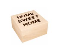 Caja de té - ARTEMIO - Hogar Dulce Hogar - Madera - 17 x 17 x 8 cm - Mixto