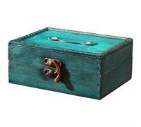 Caja de té de madera, almacenamiento vintage con cerradura, estilo chino, expositor de joyas, compartimento organizador para el hogar, recuerdo retro (A)