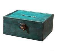 Caja de té de madera, almacenamiento vintage con cerradura, vitrina de joyería de estilo chino, compartimento organizador para el hogar, recuerdo retro (C)