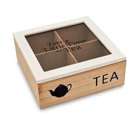 Caja de té de madera, portabolsas The Square de 4 té Box, caja porta The Sachet Blanco 18 x 18 x 7 cm