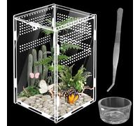 Caja de terrario PRITOK 360° Insectos Terrarium Acrílico Cristal para Reptiles y Anfibios, Hábitat Portátil Spide, Escorpión, Escarabajo, Mantis religiosa, 20 x 12 x