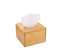 Caja de toallas papel madera estilo retro for sala estar, comedor, organizador almacenamiento creativo L bambú(Open the lid on the small square box)