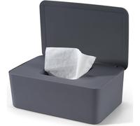 Caja de toallitas húmedas para bebé, caja de toallitas húmedas para bebé, caja para papel higiénico húmedo, caja de pañuelos húmedos, caja de almacenamiento gris con tapa, mantiene las toallitas, caja