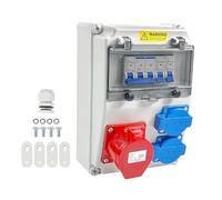 Caja de toma de corriente eléctrica con dos enchufes estándar y enchufe industrial, distribuidor de energía montado en la pared, fácil instalación, enchufes de alimentación industriales, conexión de