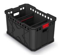 Caja de transporte con separadores de plástico, capacidad de carga de hasta 50 kg, color negro, 536 x 354 x 300 mm
