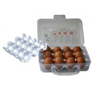 Caja de transporte para 12 huevos, recipiente de plástico con asa, sin BPA, con rejilla, portátil, huevera de almacenamiento, huevera