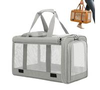 Caja de transporte para gatos, perros y gatos, mochila para mascotas, caja de transporte para cachorros con organizador, organizador para viajes con mascotas, para uso en interiores y exteriores (gris