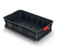 Caja de transporte para herramientas, caja de almacenamiento, caja de transporte modular de plástico, color negro, 520 x 327 x 125 mm