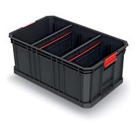 Caja de transporte para herramientas, modular con paredes separadas, capacidad de carga de hasta 50 kg, plástico, apilable, negro, 520 x 329 x 210 mm