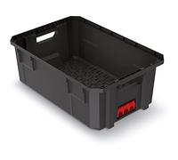 Caja de transporte para herramientas, modular X-Block, capacidad de carga de hasta 50 kg, plástico, apilable, negro, 544 x 362 x 200 mm