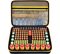 Caja de transporte para organizador de pilas (BT168), soporte para más de 220 pilas AA AAA AAAA 9 V C D litio 3 V (sin pilas), marrón, Portátil