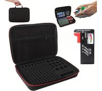 Caja de transporte para organizador de pilas con comprobador de batería de 1,5 V 9 V, soporte para 220 pilas AA AAA AAAA 9 V C D litio 3 V (sin pilas) (negro)